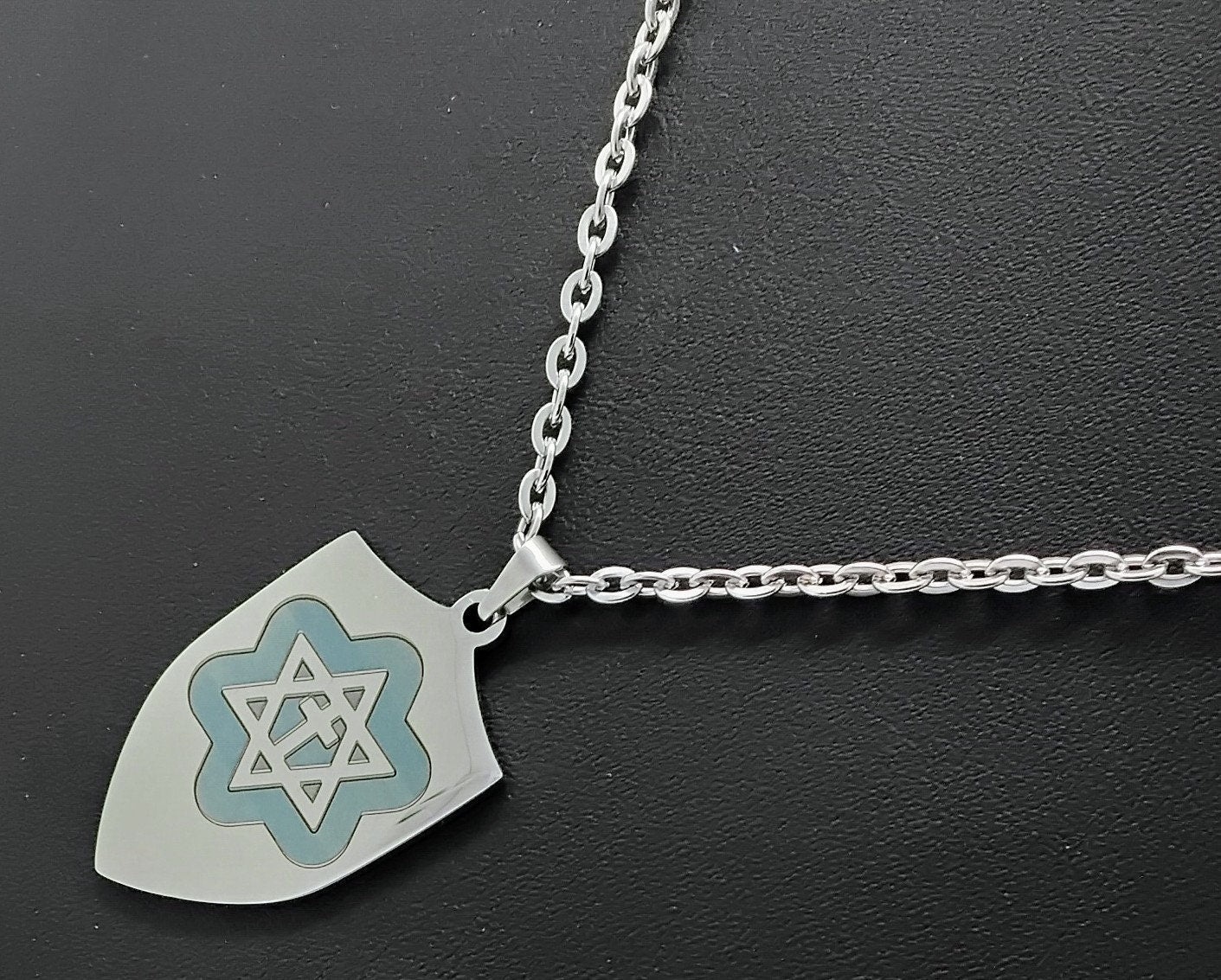 Star of David with the stainless steel Messianic Jewish pendant pendant engraved  20" necklace gift boxed.