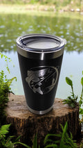 20oz Stainless Steel Tumbler with Lid engraved with Fishing travel mug gift