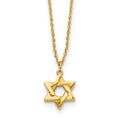 14K gold Polished Star of David necklace 16" with 2" extension