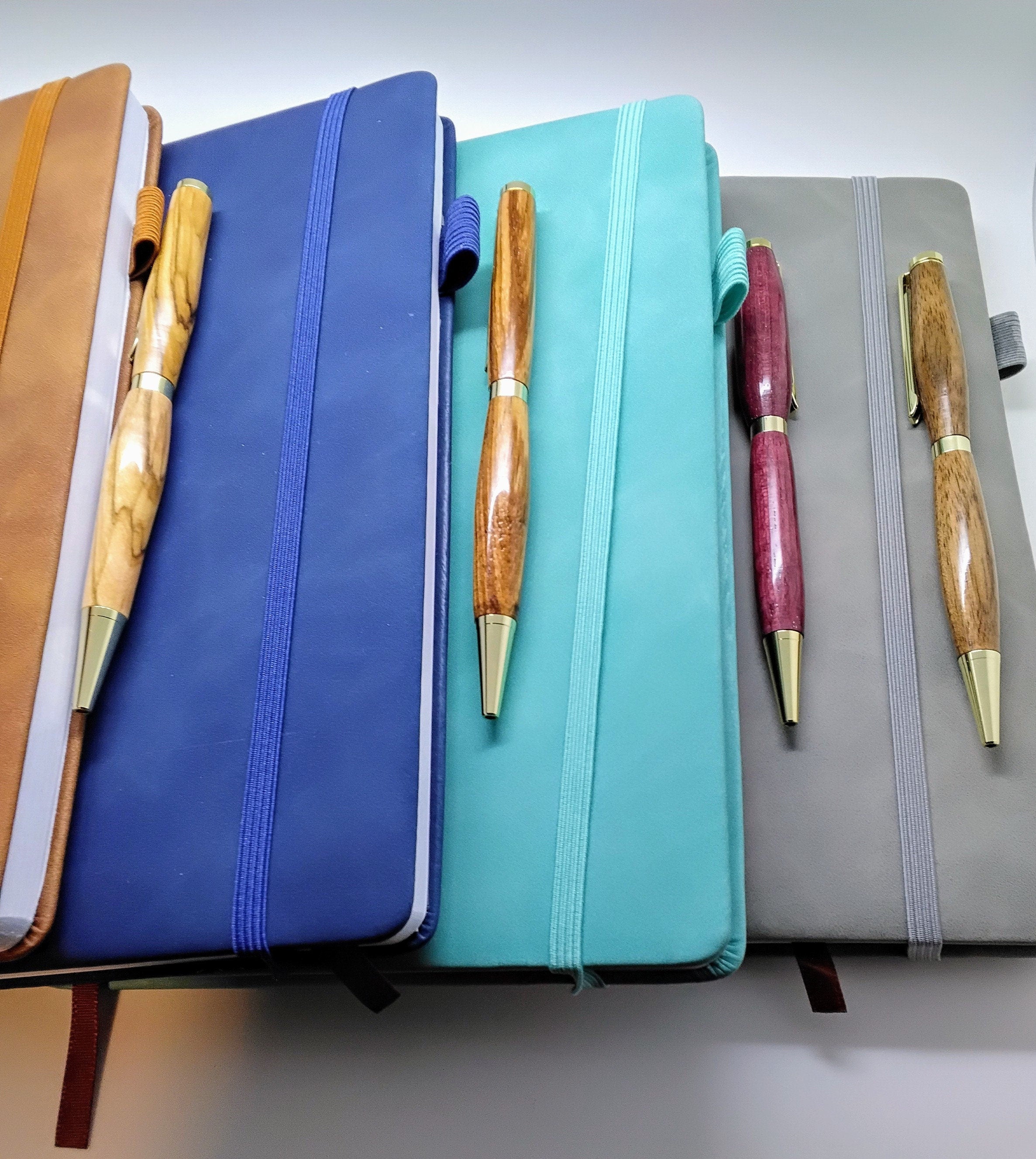 Notebook Journal engraved with Jerusalem or IDF logo in Hebrew and English with your name personalized in Hebrew and handmade wooden pen