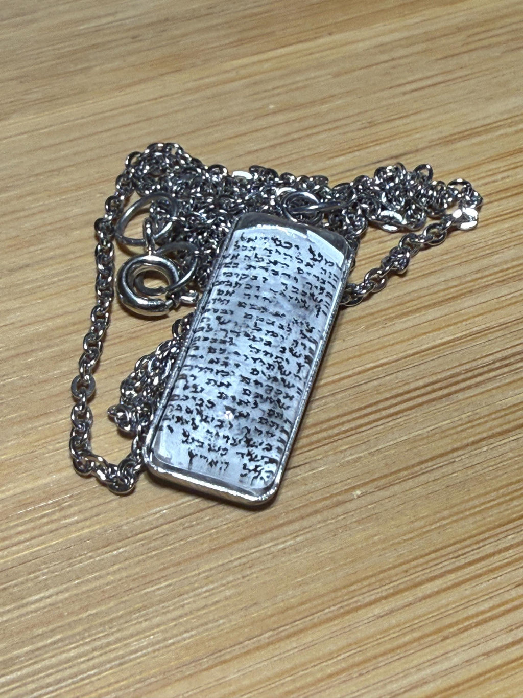 Mezuzah Scroll Necklace Shema Israel Stainless Steel 20” handmade