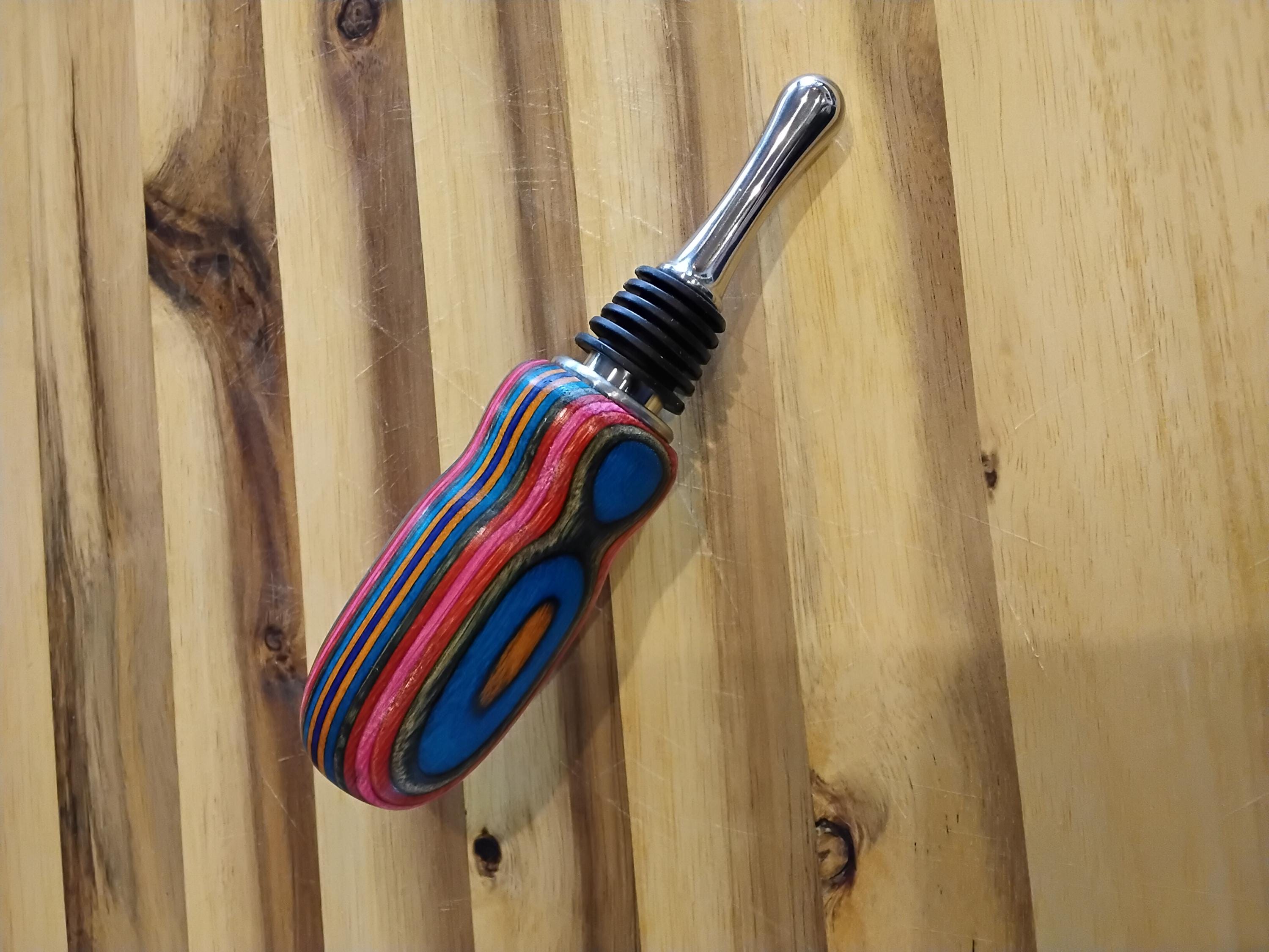 handmade wooden wine bottle stoppers hand turned from hard wood with stainless steel