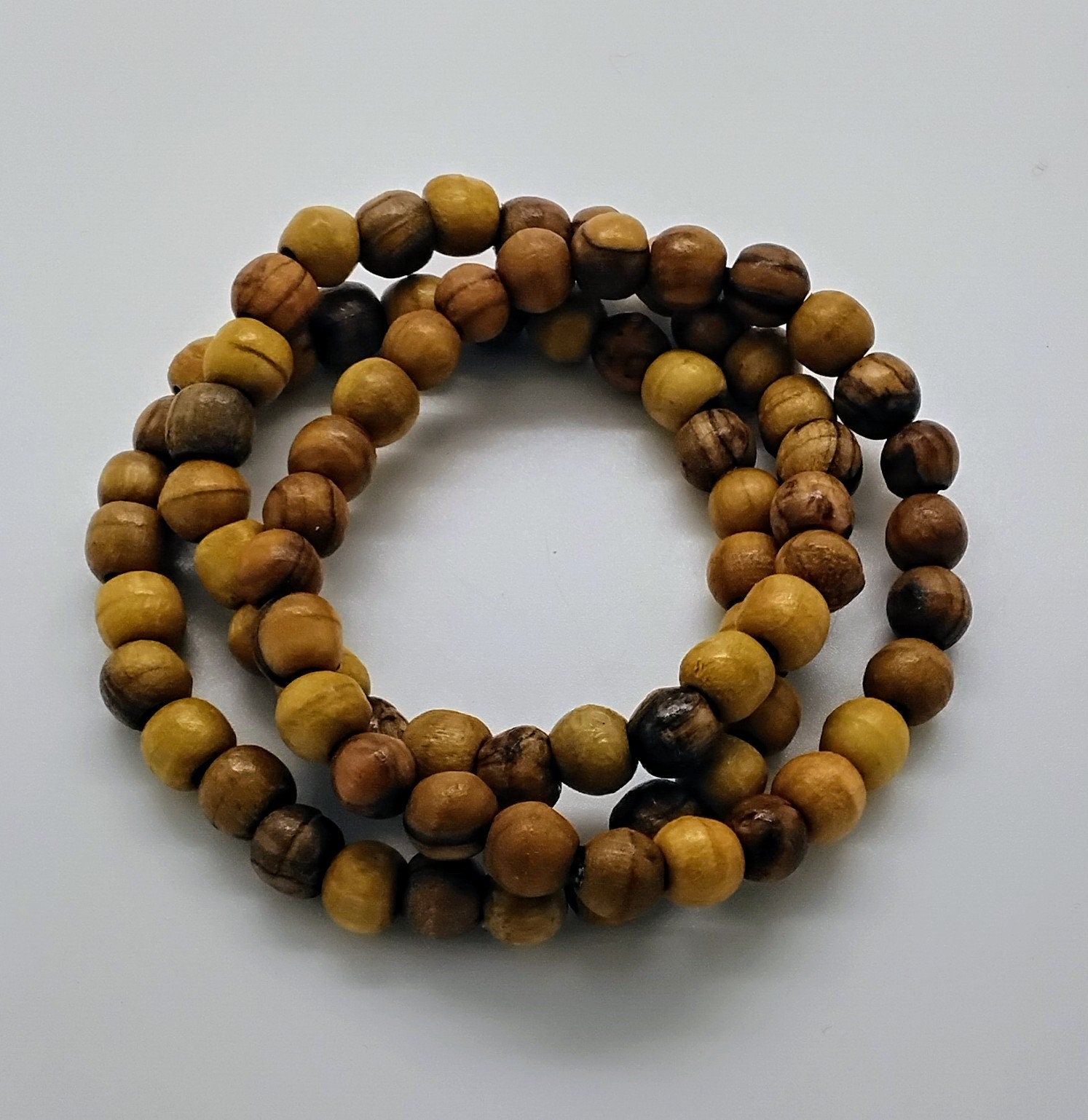 Handmade from Bethlehem olive wood beads stretch bracelet available in size 6" to 7.5"