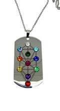 Tree of life Kabbalah necklace stainless steel with rhinestones hand made engraved Jewish jewelry ten Sefirot pendant