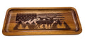 Acacia wood tray engraved with the American flag Deer mountain and tree forest 11.8” x 5” x 0.78”
