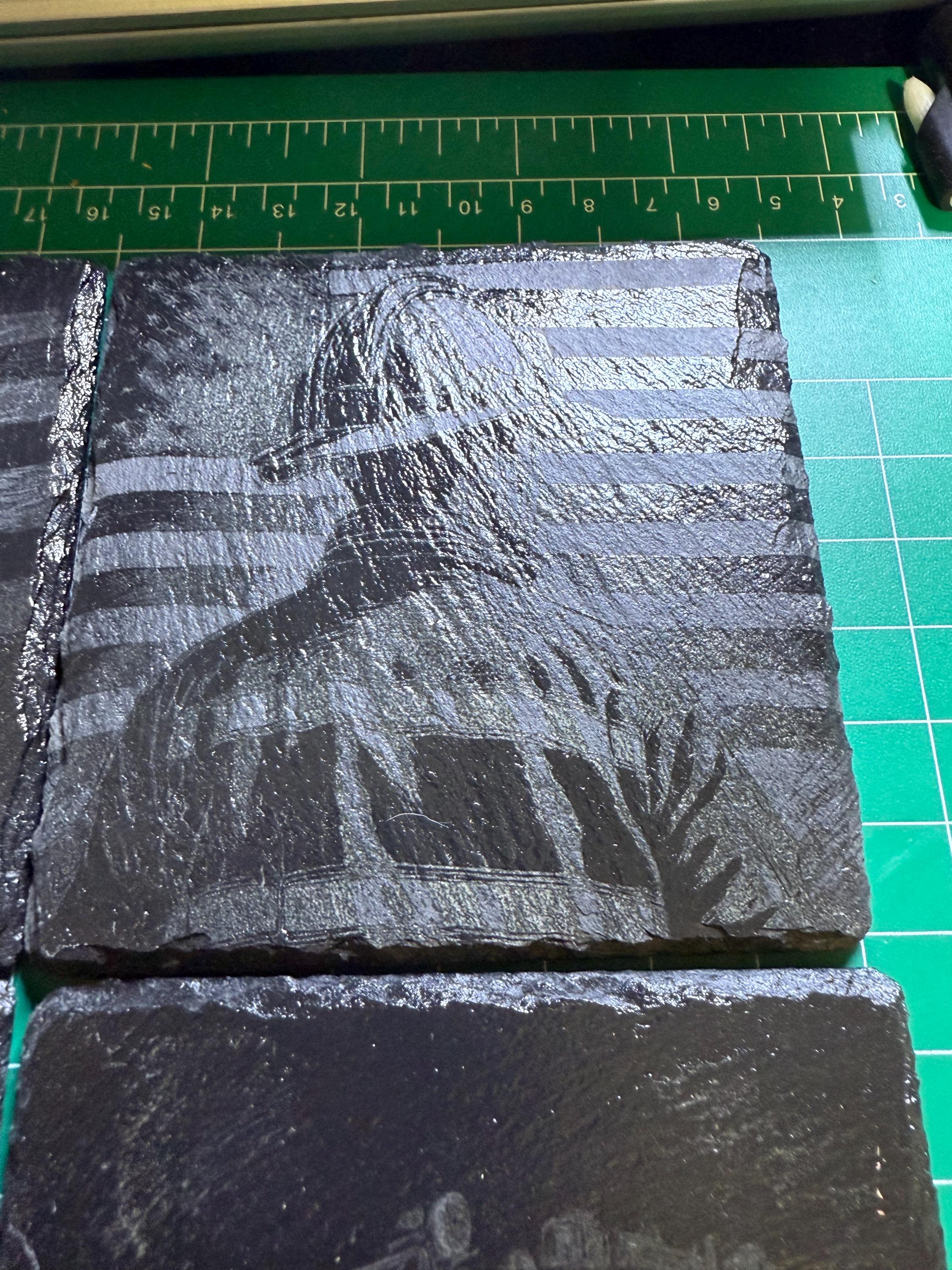 Natural Slate Stone Handmade Coaster Set with fireman designs