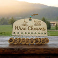 Book club wine charms set of 10 charms laser engraved on cork with engraved wine charms holder also can be personalized