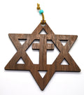 Star of David with the cross walnut or Basswood wooden cutout ornament wall art 5" Messianic Jewish gift
