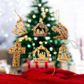 Bethlehem olive wood Christmas ornaments hand crafted with rhinestones set of 6 ornaments