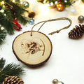 Bass fishing handmade engraved on natural pine wood slice with the bark great decoration for the Christmas tree comes ready to hung gift box