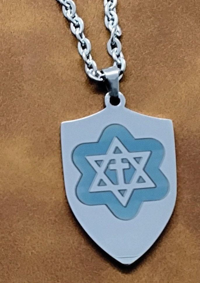 Star of David with the stainless steel Messianic Jewish pendant pendant engraved  20" necklace gift boxed.