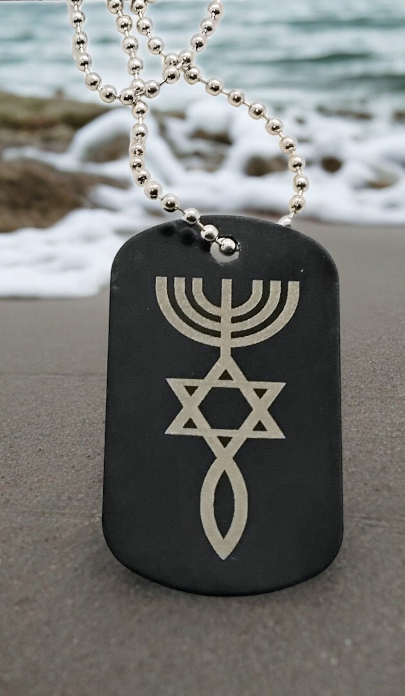 Engraved black dog tags necklace with inspirational and religious messages