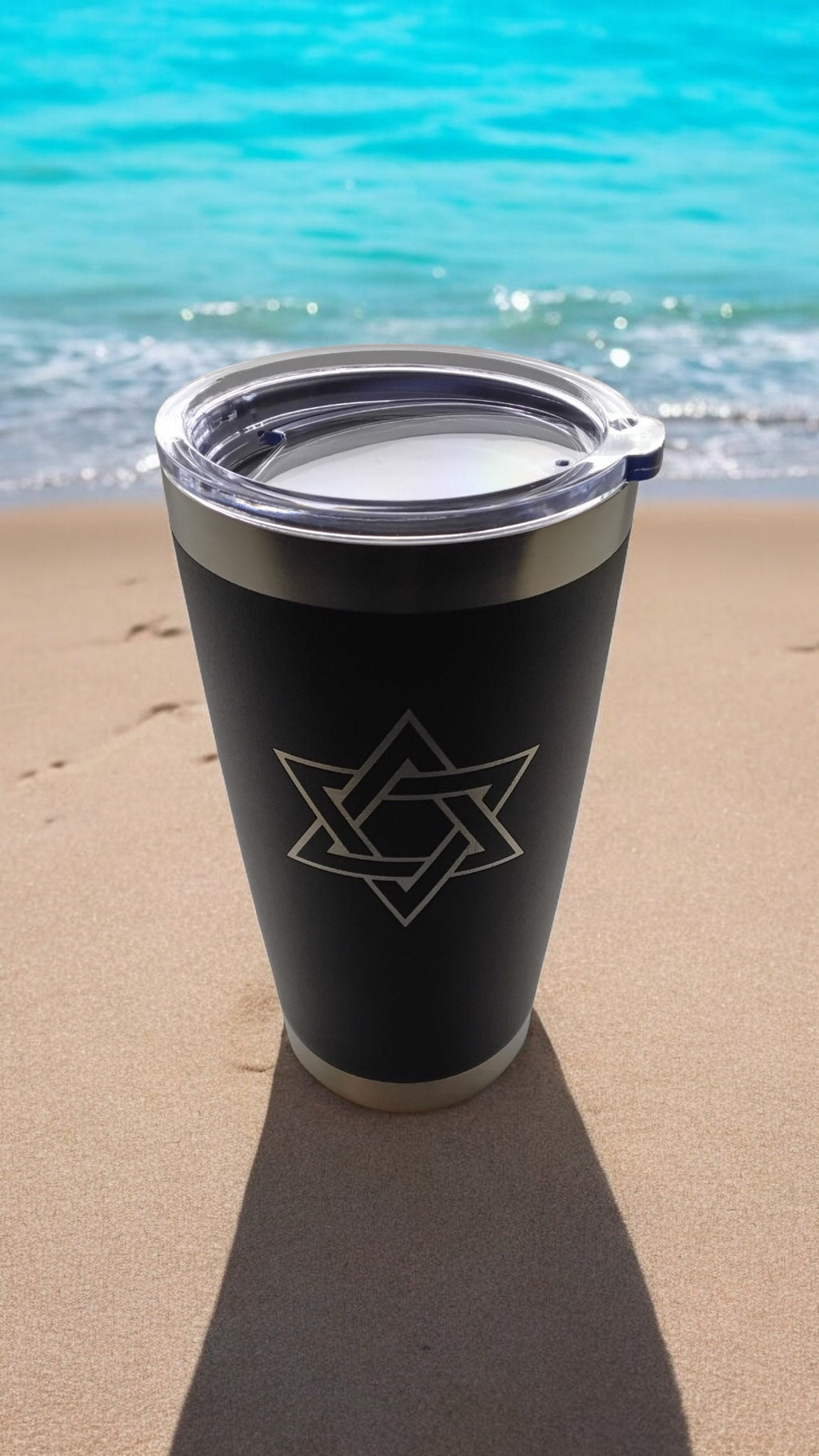 20oz Stainless Steel Tumbler with Lid engraved Jewish Star of David travel mug
