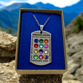Ephod Hoshen Breastplate 12 Tribes Israel Pendant engraved in English with Rhinestones Stainless Steel 20” Necklace