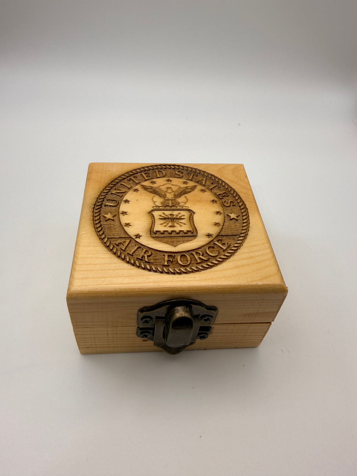 United States air force rosary beads with engraved wooden rosary box