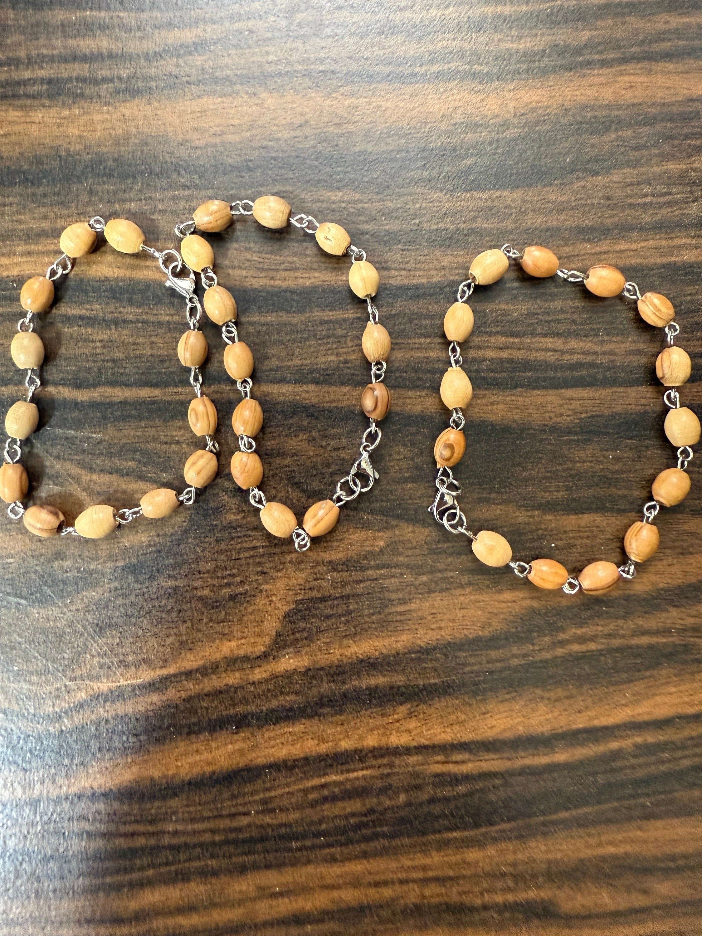 Handmade from Bethlehem olive wood beads bracelet available in size 6" to 7.5"