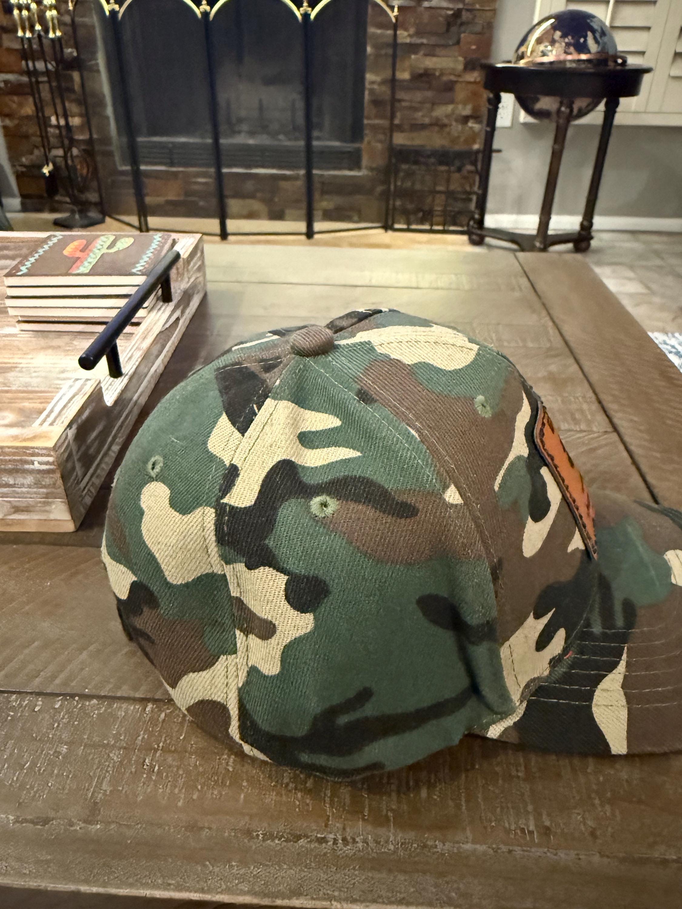 IDF Hat baseball cap leatherette patch laser engraved and heat pressed applied hand stitched Givati unit Camo and blue and white Israel flag