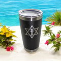 20oz Stainless Steel Tumbler w Lid engraved Star of David with cross Messianic travel mug