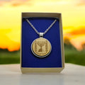 Israel Menorah necklace stainless steel with wood engraved 20" stainless steel necklace gift boxed.