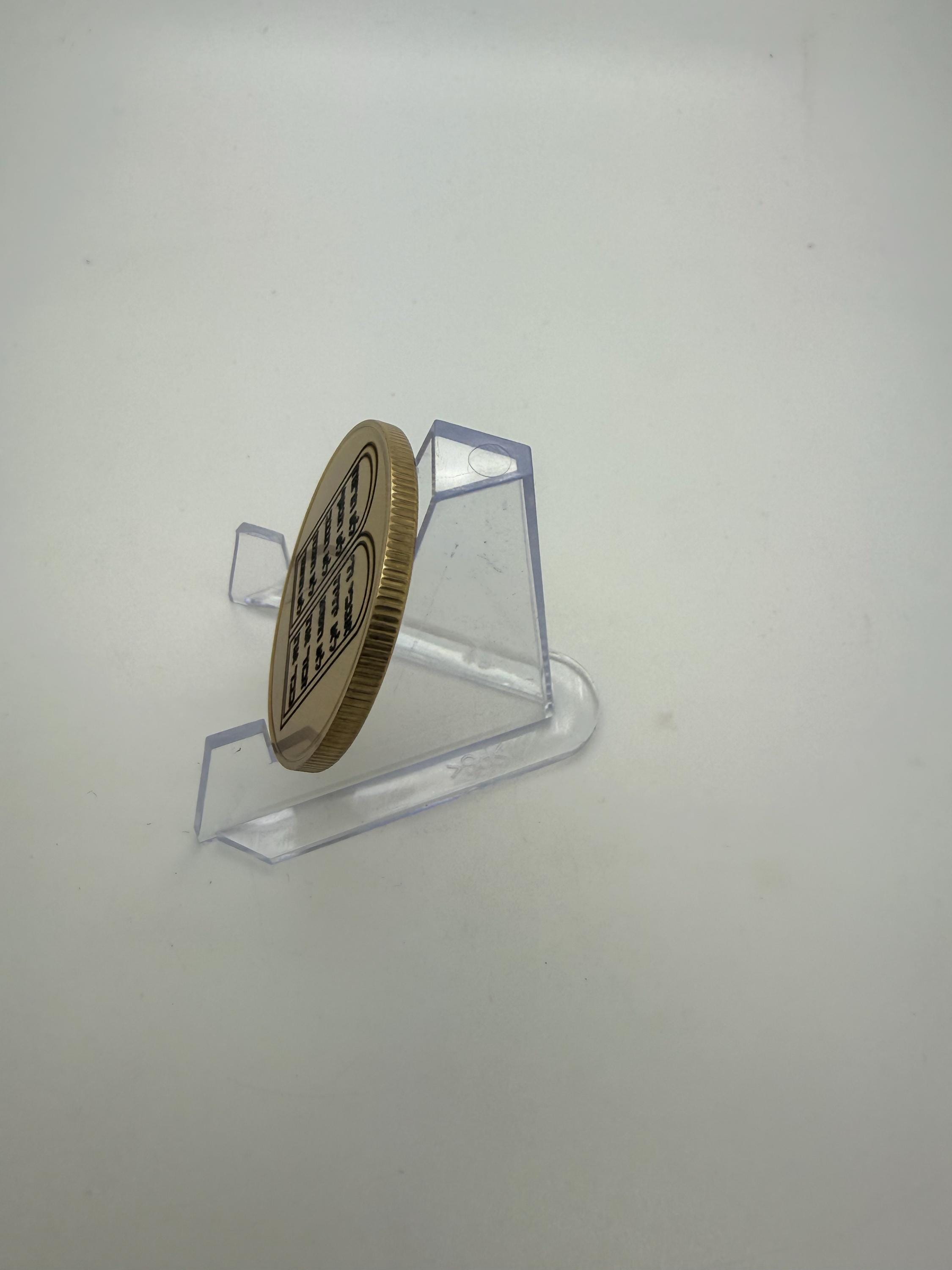 The Ten Commandments in Hebrew engraved challenge coin made from brass or alloy comes with display stand