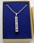 Shema Israel Hear O Israel Bar Necklace Star Of David Engraved Stainless steel