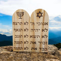 The Ten Commandments wood carvings in Hebrew 10”