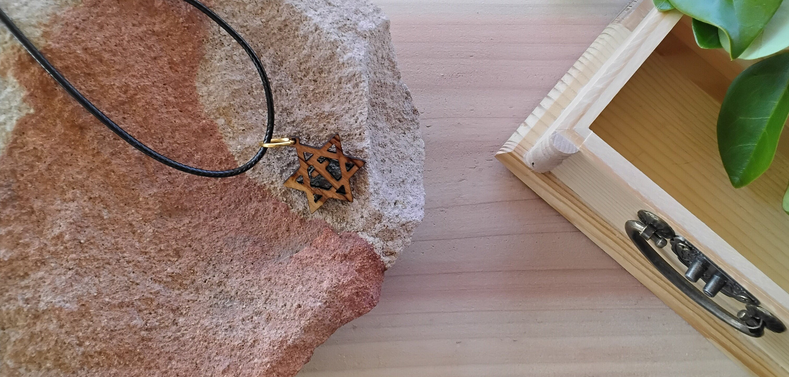 Olive wood star of David with the Cross pendant messianic necklace Handmade from Bethlehem israel olive wood