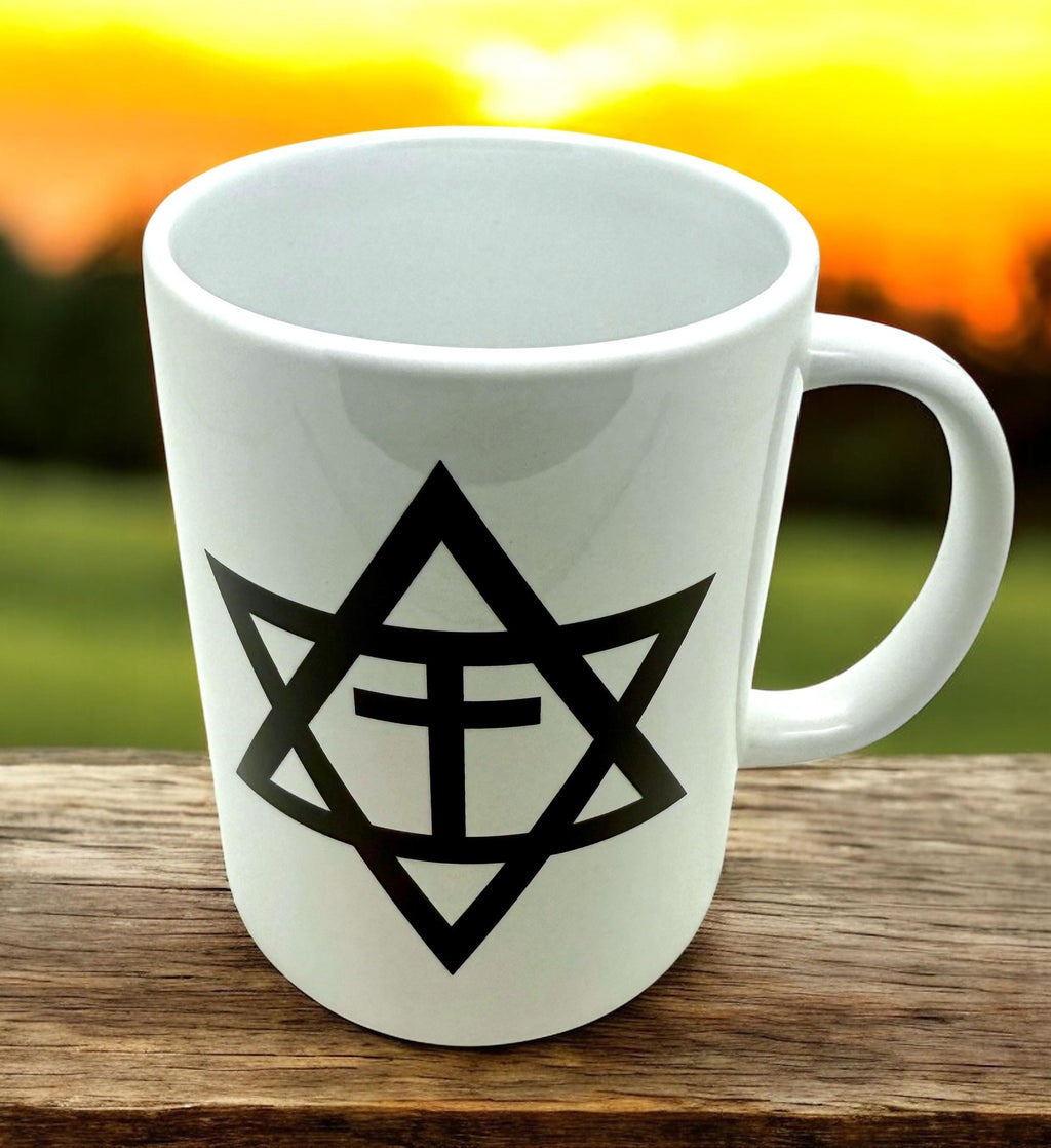 Star of David with the cross ceramic coffee mug cup dishwasher and microwave safe available in 12oz or 15oz