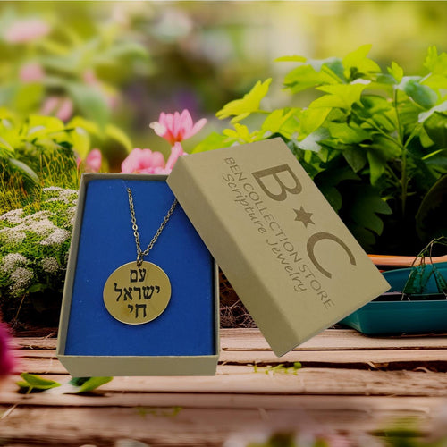 Am Israel Chai Hebrew medal Necklace Pendant 20" Necklace Support Israel stainless steel 18k gold, 316L surgical grade hypoallergenic