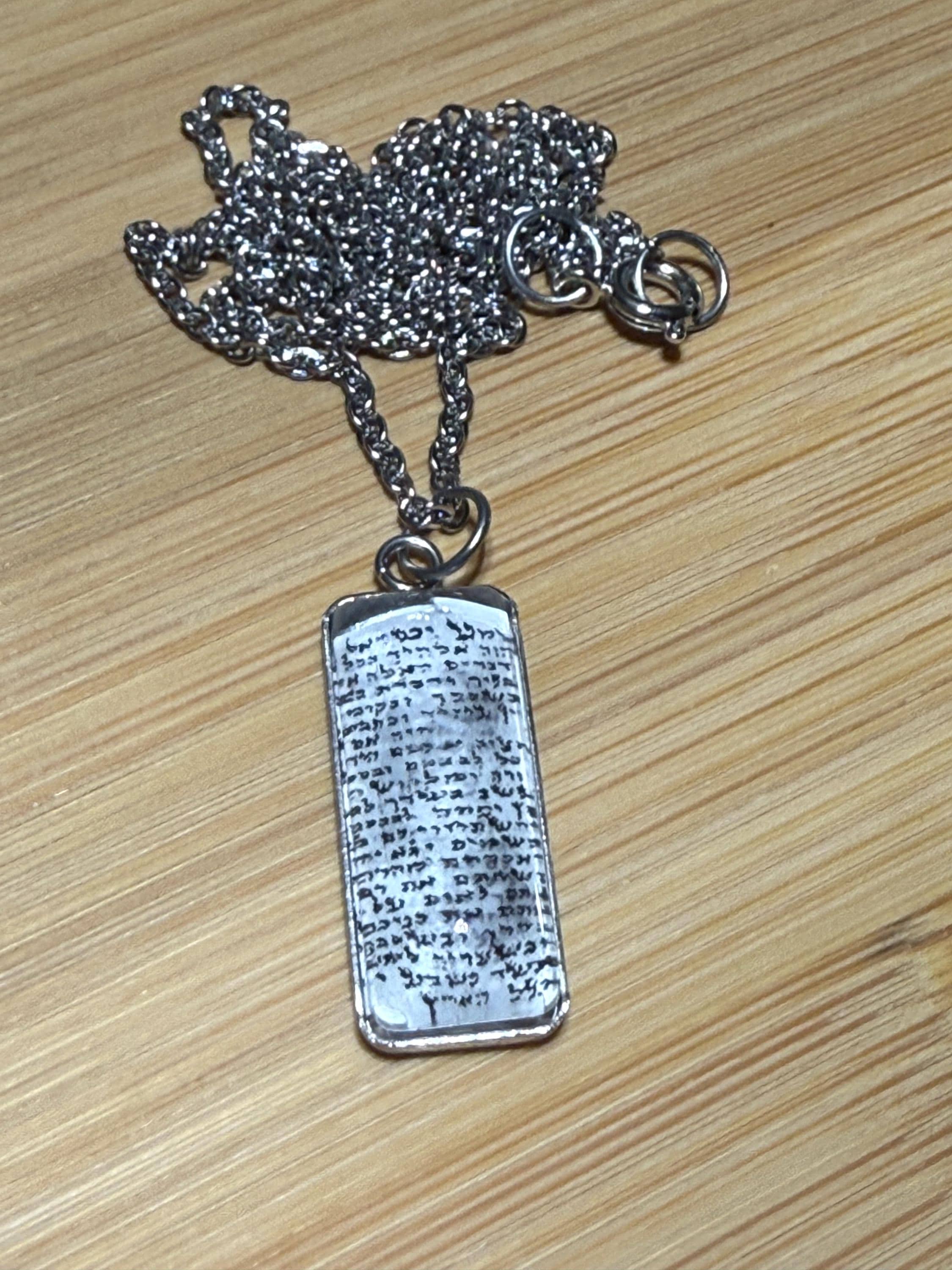 Mezuzah Scroll Necklace Shema Israel Stainless Steel 20” handmade