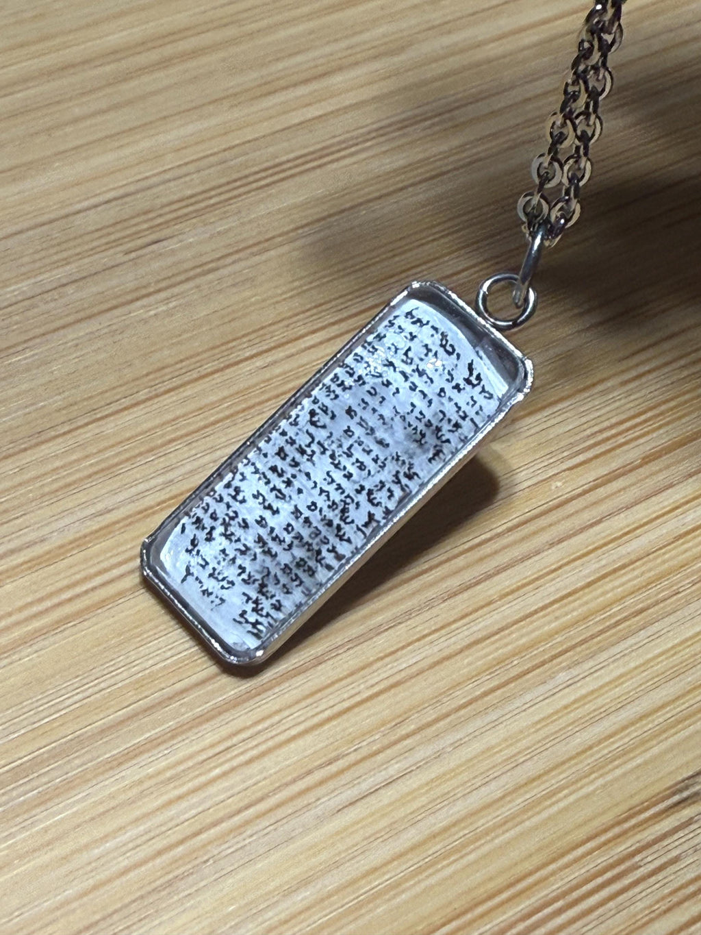 Mezuzah Scroll Necklace Shema Israel Stainless Steel 20” handmade