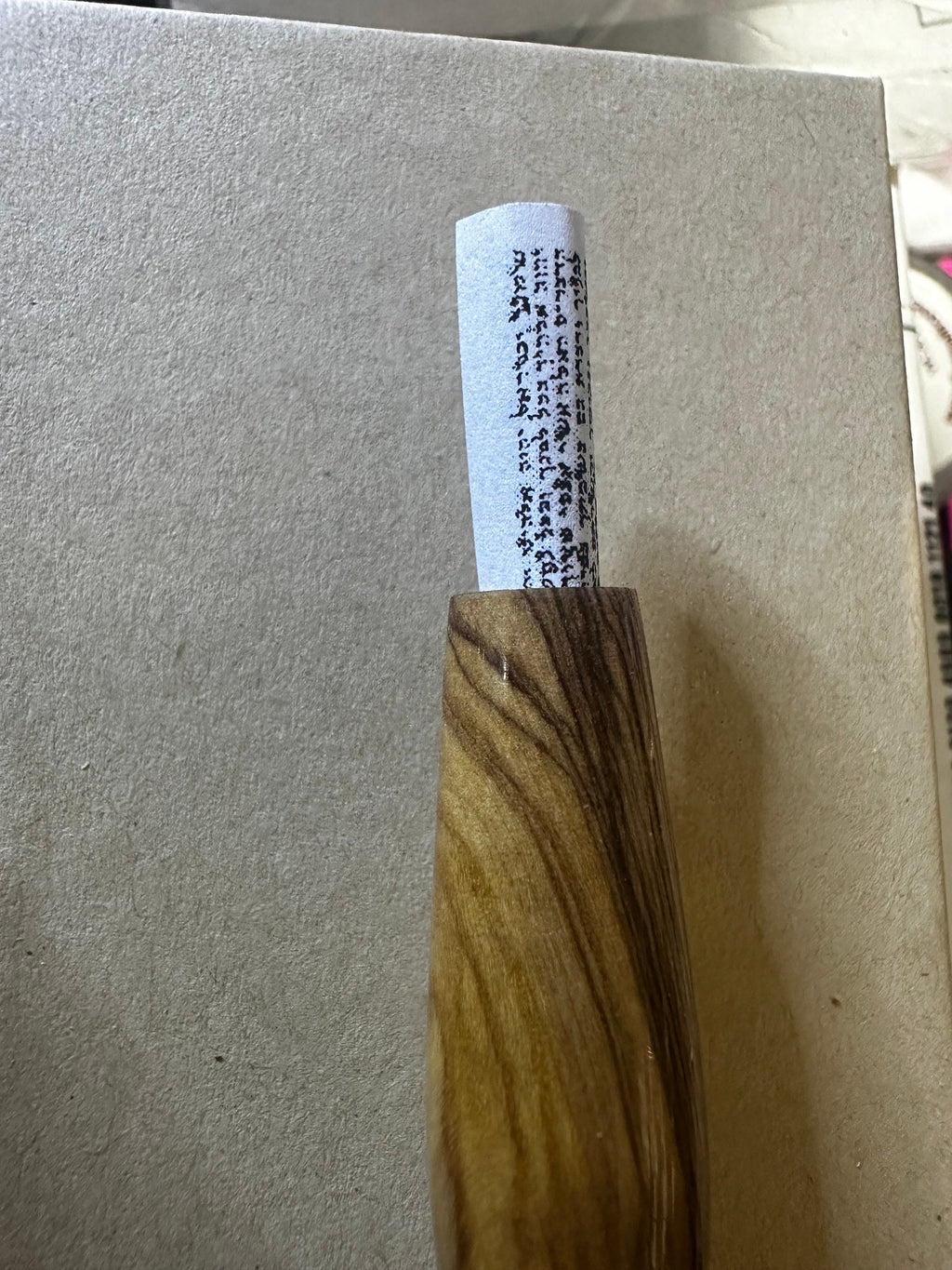 keychain mezuzah olive wood from Jerusalem Israel handmade wood turning include a non kosher scroll inside the tube
