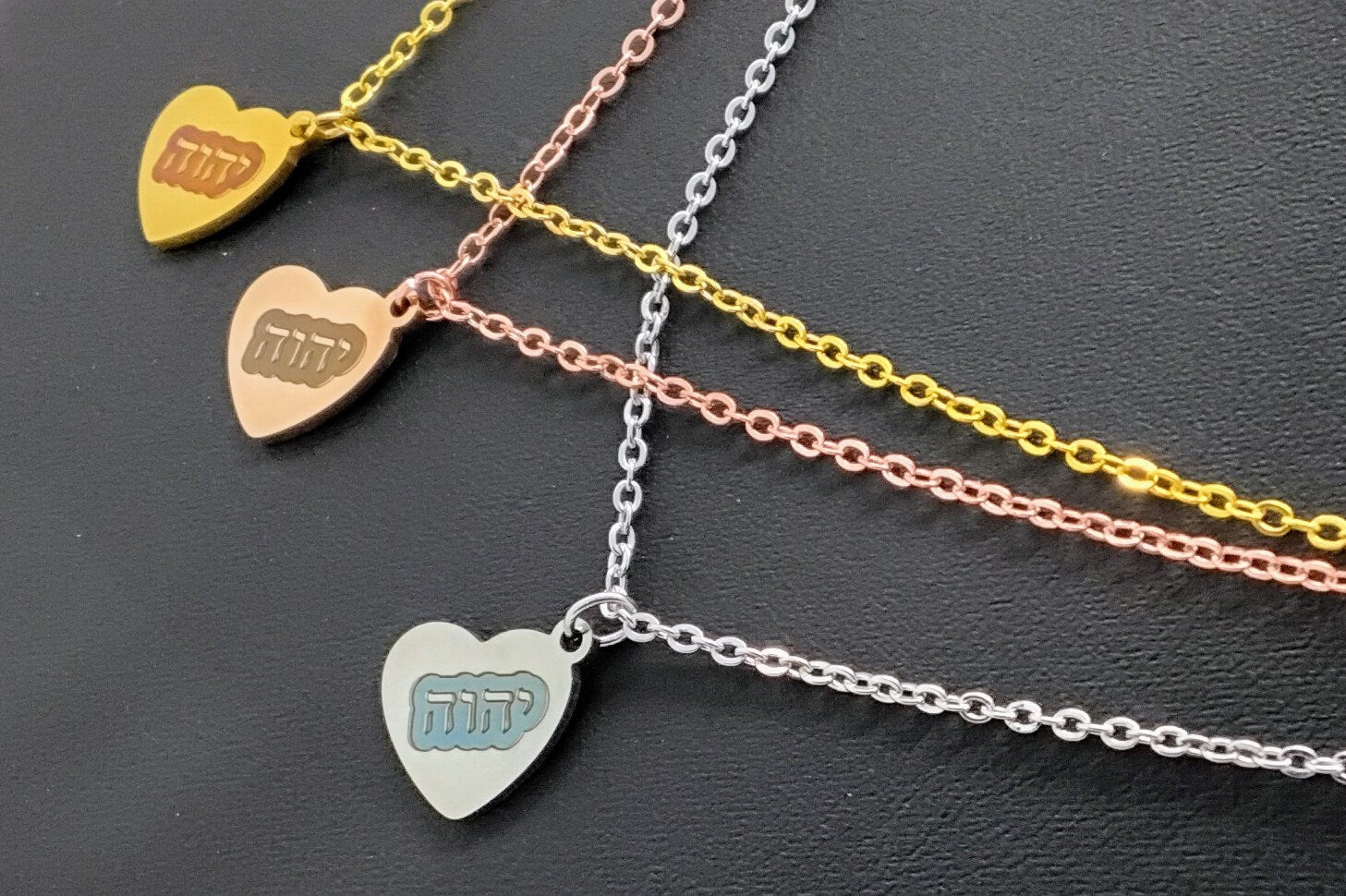 Hebrew YHVH Jehovah name of God pendant available in 3 colors engraved Stainless steel with 18" necklace scripture jewelry