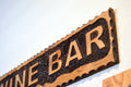 Wine Bar hand carved  cedar wood Sign stained size 22" x 6"