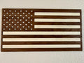 USA American flag handmade in Arizona from walnut and basswood with wooden stand 16 x 8.5