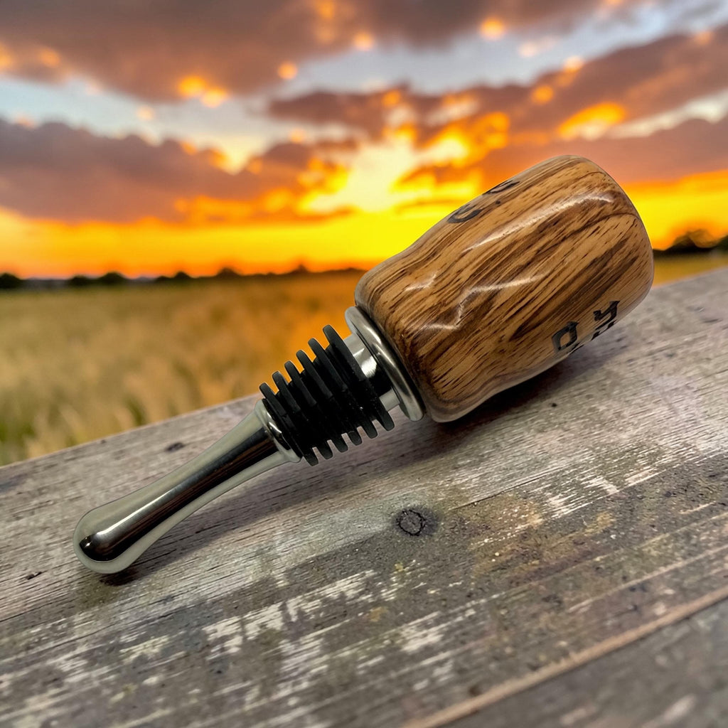 Shabbat shalom wine bottle stopper hand turn zebra wood with stainless steel engraved in Hebrew comes gift boxed
