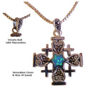 925 Silver Jerusalem Cross and Star of David with Opal and Marcasite