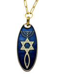 Grafted in messianic pendant Star of David menorah and fish 20” Paperclip necklace gift boxed