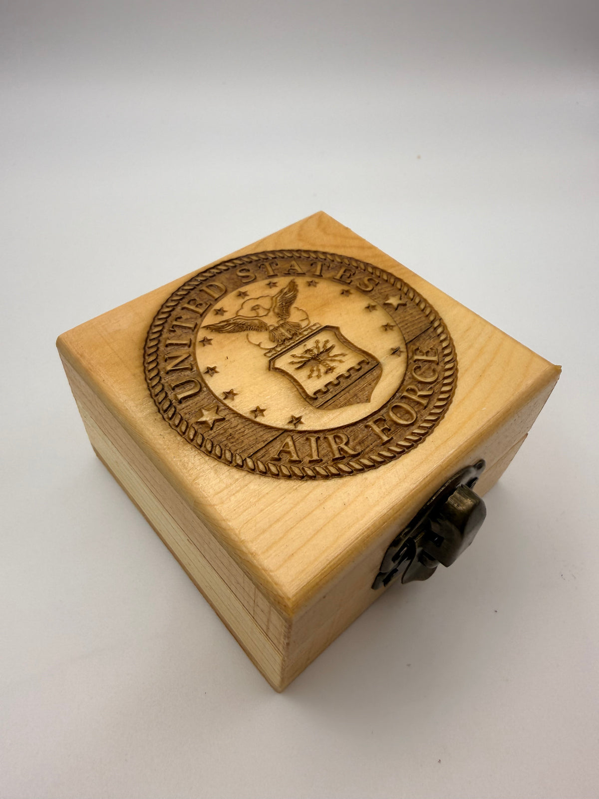 United States air force rosary beads with engraved wooden rosary box