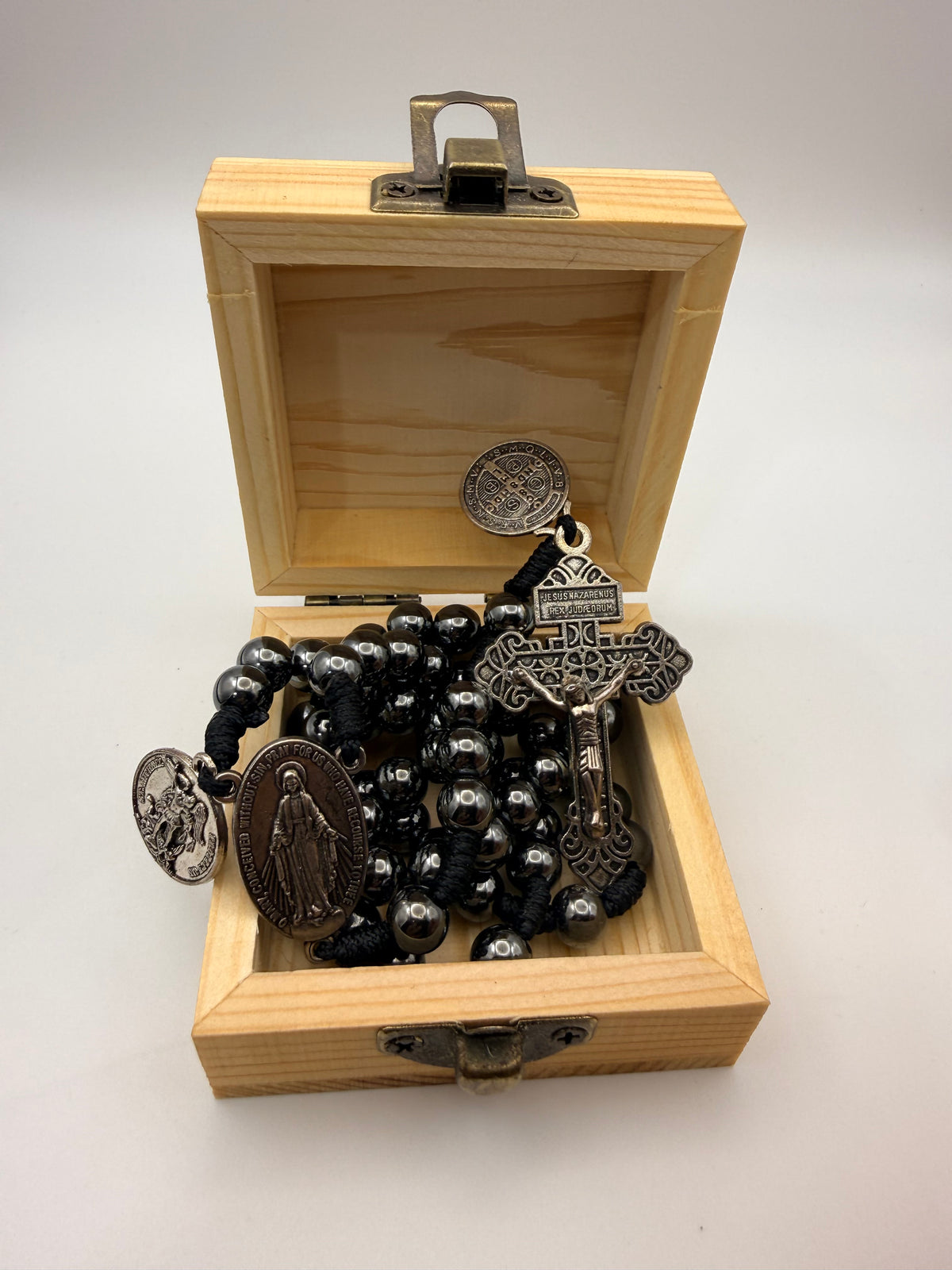 United States Navy rosary with wooden engraved rosary box