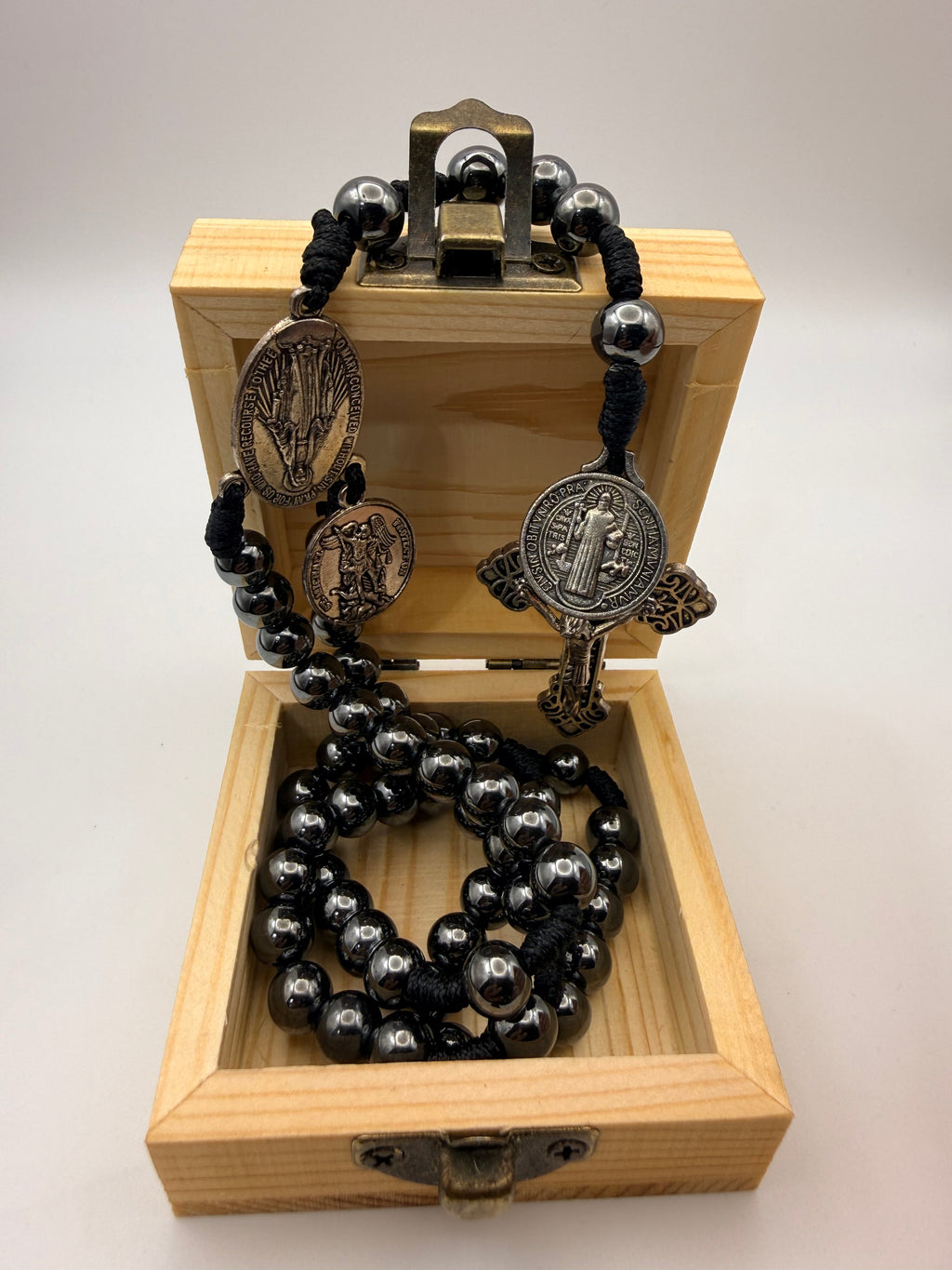 United States Navy rosary with wooden engraved rosary box