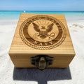 United States Navy rosary with wooden engraved rosary box