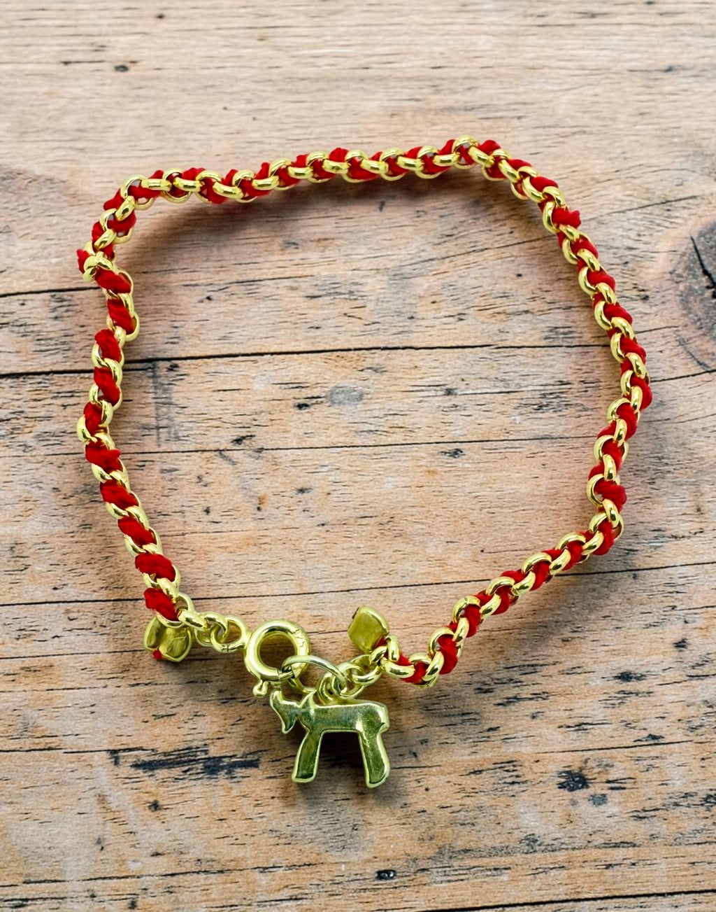 Red string bracelet kabbalah 925 Sterling Silver Gold plated Chai Life Protection 6.5”