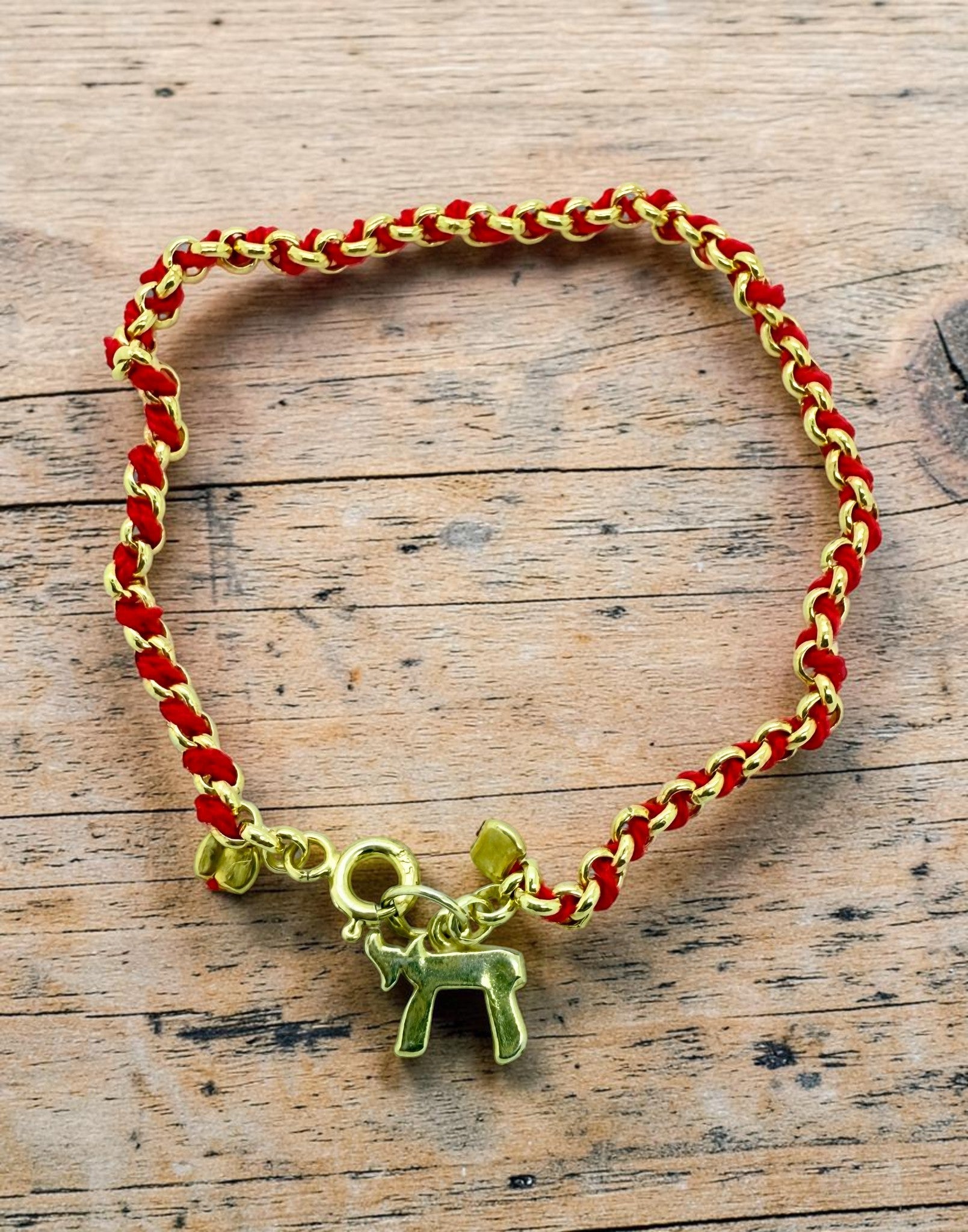 Red string bracelet kabbalah 925 Sterling Silver Gold plated Chai Life Protection 6.5”