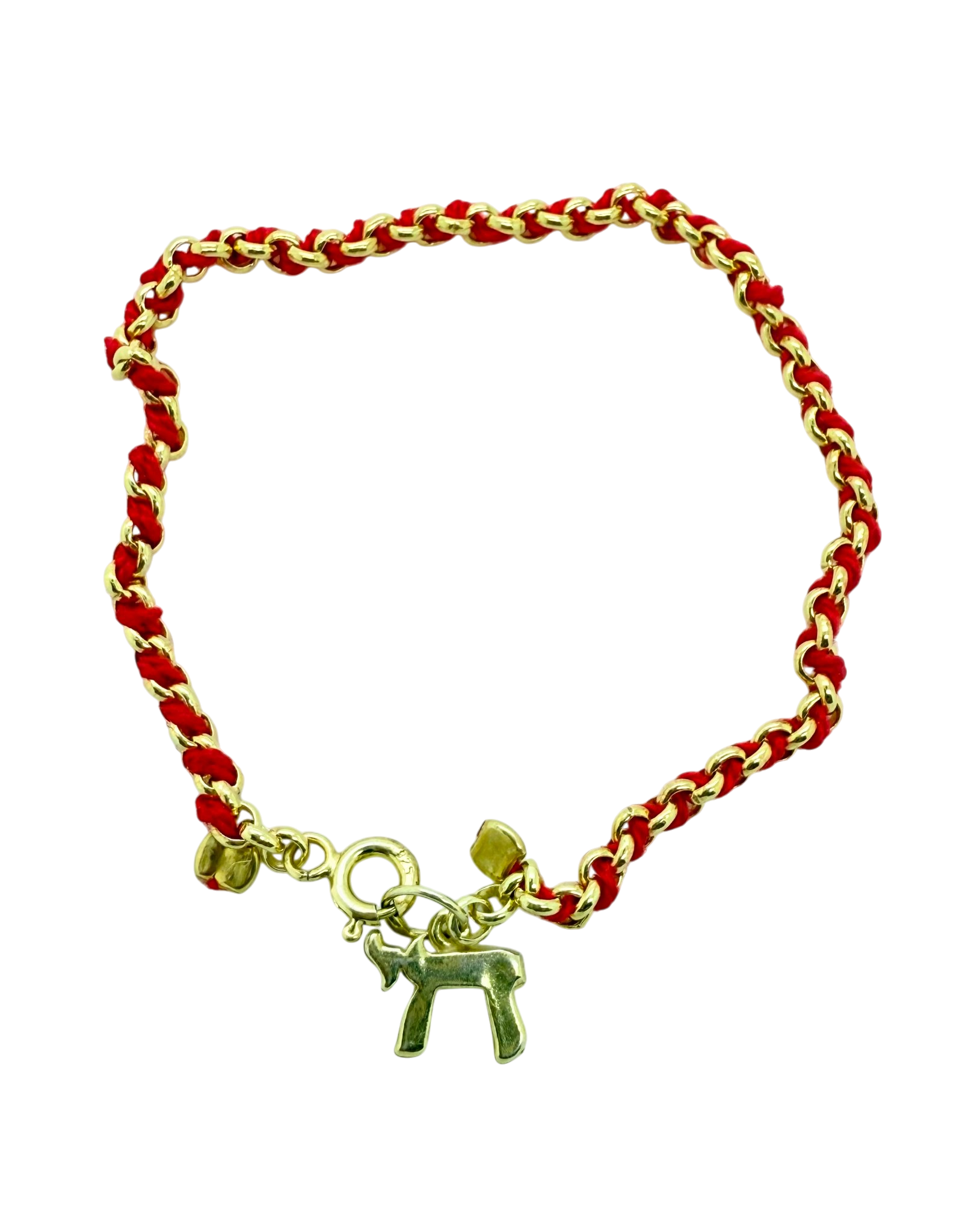 Red string bracelet kabbalah 925 Sterling Silver Gold plated Chai Life Protection 6.5”