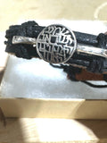 Shema Israel bracelet sterling silver with leather handmade
