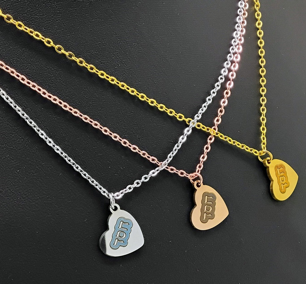 Grace engraved Stainless steel heart pendant in Hebrew scripture Jewish jewelry 18" necklace available in three colors silver gold rose gold