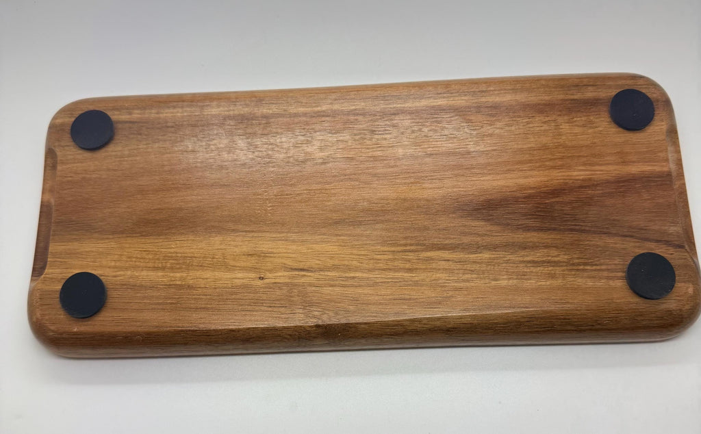 Acacia wood tray engraved with the American flag Deer mountain and tree forest 11.8” x 5” x 0.78”