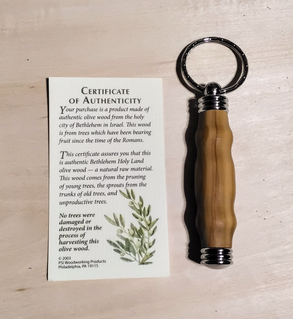 Bethlehem Olive Wood Handmade Key Chain With Holy Water Holy Soil Holy Land