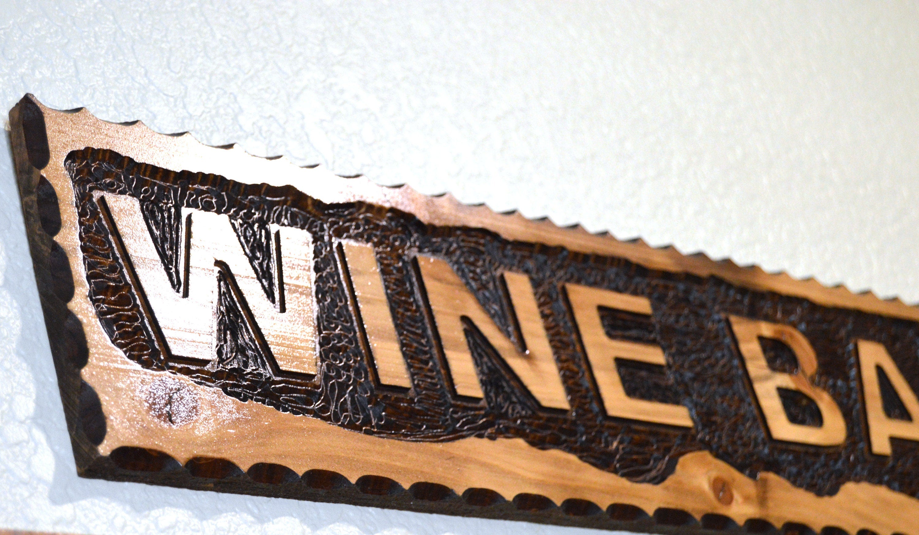 Wine Bar hand carved  cedar wood Sign stained size 22" x 6"